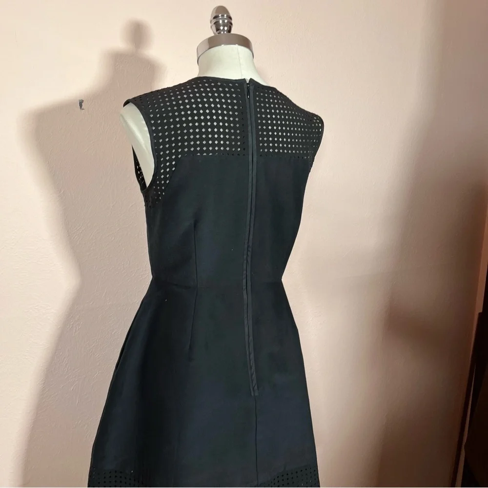 J.CREW LBD fit and flare classic black sleeveless mini dress Cocktail Silk deco